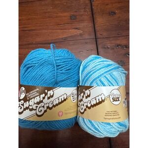 Lily Sugar'n Cream Cotton Yarn Super Size Hot Blue & Swimming Pool 2 Skeins